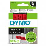 Dymo D1 Label Tape 12mmx7m Black on Red - S0720570 77165NR