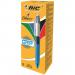 Bic 4 Colours Comfort Grip Ballpoint Pen 1mm Tip 0.32mm Line BlueWhite Barrel BlackBlueGreenRed Ink (Pack 12) 78023BC