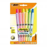 Bic Grip Highlighter Pen Chisel Tip 1.6-3.3mm Line Assorted Pastel Colours (Pack 12) - 992562 78065BC