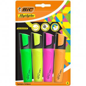 Bic Highlighter Pen with Clip Chisel Tip 1.7-4.8mm Assorted Colours