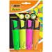 Bic Highlighter Pen with Clip Chisel Tip 1.7-4.8mm Assorted Colours (Pack 4) - 943652 78100BC
