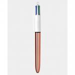 Bic 4 Colours Rose Gold Ballpoint Pen 1mm Tip 0.32mm Line Rose Gold Barrel Black/Blue/Green/Red Ink (Pack 12) - 504894 78107BC