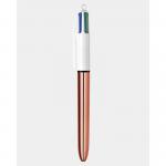 Bic 4 Colours Rose Gold Ballpoint Pen 1mm Tip 0.32mm Line Rose Gold Barrel Black/Blue/Green/Red Ink (Pack 12) - 504894 78107BC