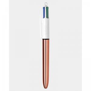 Image of Bic 4 Colours Rose Gold Ballpoint Pen 1mm Tip 0.32mm Line Rose Gold