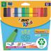 This photograph features a pack of Bic Colouring Pens & Pencils, specifically the Bic Kids Visacolor Extra Large Felt Tip Pens Assorted Colours. The pack contains 12 pens in various vibrant shades.