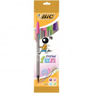Bic Cristal FUN Assorted 1.6mm Ballpoint Pen Pack 4 8957921 78156BC