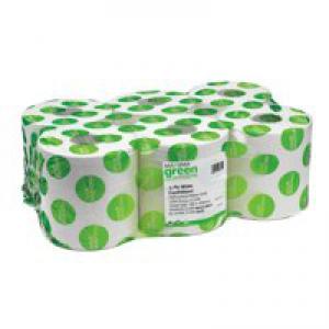 Maxima Green Centrefeed Roll 2 Ply 150m White Pack 6 1105003 78229cp