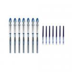 uni-ball Vision Elite UB-200 Liquid Ink Rollerball Pen 0.8mm Tip 0.5mm Line Blue (Pack 7 x Pens Plus 7 x Refills) 79192UB