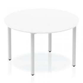 Impulse 1200mm Circle Table White Top Silver Box Frame Leg BF00197 82727DY