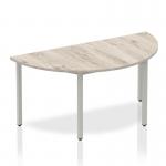 Impulse 1600mm Semi Circle Table Grey Oak Top Silver Box Frame Leg I003259 82741DY