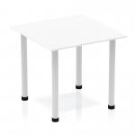 Impulse 800mm Square Table White Top Silver Post Leg BF00203 82888DY