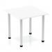 Impulse 800mm Square Table White Top Silver Post Leg BF00203 82888DY
