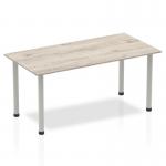 Impulse 1600mm Straight Table Grey Oak Top Silver Post Leg I003253 82965DY