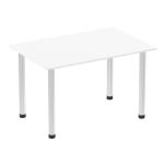 Impulse 1200mm Straight Table White Top Brushed Aluminium Post Leg I003632 83049DY