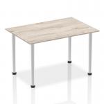 Impulse 1400mm Straight Table Grey Oak Top Brushed Aluminium Post Leg I003664 83091DY