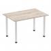 Impulse 1400mm Straight Table Grey Oak Top Brushed Aluminium Post Leg I003664 83091DY