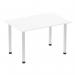 Impulse 1400mm Straight Table White Top Brushed Aluminium Post Leg I003640 83126DY