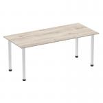 Impulse 1800mm Straight Table Grey Oak Top Brushed Aluminium Post Leg I003666 83259DY