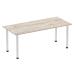 Impulse 1800mm Straight Table Grey Oak Top Brushed Aluminium Post Leg I003666 83259DY