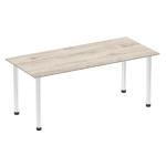 Impulse 1800mm Straight Table Grey Oak Top Chrome Post Leg I003618 83266DY