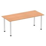 Impulse 1800mm Straight Table Oak Top Brushed Aluminium Post Leg I003648 83287DY