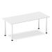 Impulse 1800mm Straight Table White Top Brushed Aluminium Post Leg I003647 83315DY