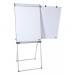 The picture shows a grey Dahle Flipchart Easel with a Personal Flipchart pad attached to it. The easel is compact and convenient, perfect for small spaces. The flipchart pad is magnetic, allowing for easy attachment of notes and drawings. The overall size of the easel is 680x1050mm, making it suitable for displaying large and detailed presentations. The sleek design and sturdy construction make it an ideal choice for any professional setting.