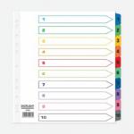 ValueX Index 1-10 A4 Extra Wide Card White 160gsm with Coloured Mylar Tabs - 824253 84596PG