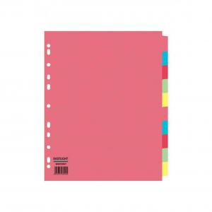 ValueX Divider 10 Part A4 Extra Wide 155gsm Card Assorted Colours -