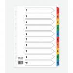 ValueX Index 1-10 A4 Card White 150gsm with Coloured Mylar Tabs - 80043DENT 85156PG