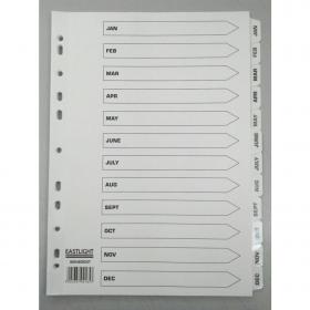 ValueX Index Jan-Dec A4 Card White 150gsm with White Mylar Tabs - 80048DENT 85184PG