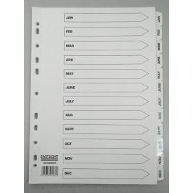 ValueX Index Jan-Dec A4 Card White 150gsm with White Mylar Tabs - 80048DENT 85184PG