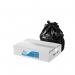 This picture shows a pack of 200 black medium duty refuse sacks from ValueX, each with a capacity of 90 litres. The bags are designed for bin liners and are labeled as PS3000 on the packaging.