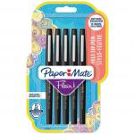 Paper Mate Flair Fibre Tip Pen Medium Point 0.7mm Black (Pack 5) 2028909 86566NR