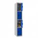 Phoenix PL Series 1 Column 4 Door Personal Locker Grey Body Blue Doors with Combination Lock PL1430GBC 