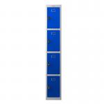 Phoenix PL Series 1 Column 4 Door Personal Locker Grey Body Blue Doors with Combination Lock PL1430GBC 87245PH