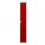 Phoenix PL Series 1 Column 1 Door Personal Locker Grey Body Red Door with Electronic Lock PL1130GRE 87273PH