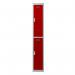 Phoenix PL Series 1 Column 2 Door Personal Locker Grey Body Red Doors with Electronic Locks PL1230GRE 87294PH