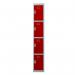 Phoenix PL Series 1 Column 4 Door Personal Locker Grey Body Red Doors with Electronic Locks PL1430GRE 87315PH