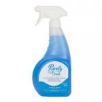 In the photograph, you can see a bottle of Blake & White Window Cleaning Purely Smile Glass and Stainless Steel Cleaner. The bottle holds 750ml and has a trigger for easy application. The label has the brand name and a picture of a smiling window on it. The cleaner is specifically designed for both glass and stainless steel surfaces.