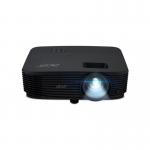 This photo features the Acer Essential X1123HP projector in black. The projector is shown from a side angle, with its compact and sleek design visible. The projector displays clear and vibrant projections, with 4000 ANSI lumens and DLP technology ensuring a high-quality viewing experience. The resolution of 800 x 600 pixels adds to the sharpness and clarity of the image. A HDMI port can also be seen, allowing for easy connectivity to other devices.