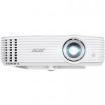 The Acer P1557Ki DLP projector is designed for multimedia use and boasts 1080p full HD resolution with impressive 4500 ANSI lumens brightness. It offers multiple connectivity options, including HDMI and USB ports. The sleek and modern design of the projector is enhanced by the Acer logo prominently displayed on the front. The lens and control buttons are neatly placed on top, with ventilation vents on the sides for optimal cooling. The overall appearance exudes professionalism and sophistication, making it a great addition to any business or home theater setup.