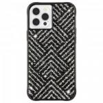 Case Mate Brilliance Herringbone iPhone 12 Pro Max Phone Case Black Silver Crystals Micropel Antimicrobial Protection Drop Proof Dust Resistant 8CM043472