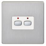 EnerGenie MiHome Smart Brushed Steel 2 Gang Light Switch 8ENMIHO073