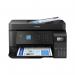 The image shows a set of Epson ink cartridges, along with an EcoTank ET-4810 inkjet printer, all connected to WiFi. The cartridges are labeled with the Epson brand name and have a sleek design with a black and blue color scheme. The printer is compact and modern, with a touch screen display and multiple connectivity options.