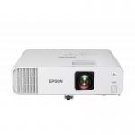 The photo shows a sleek and modern Epson projector, specifically the EB-L260F model. The projector boasts a powerful 4600 ANSI lumens and uses 3LCD technology for stunning displays. The full HD resolution of 1920 x 1080 pixels ensures crystal-clear and vibrant images. The projector is equipped with HDMI, VGA, and USB 2.0 ports for versatile connectivity options. It is perfect for both business presentations and home entertainment setups.