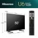 Hisense U6N 50 Inch 3840 x 2160 Pixels 4K Ultra HD HDMI USB Bluetooth Mini LED Smart TV 8HI50U6NQTUK