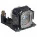 The image shows a Hitachi projector lamp, specifically the CPDX250 or CPDX300 models, with the original Hitachi branding and product name (8HIDT01461) printed on the side. The lamp is made by Hitachi and is compatible with these projector models. It appears to be a standard-size lamp with a clear glass bulb and metal connector.
