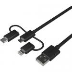 KIT Lightning USB C Micro Cable Black 8KTESDC3IN11MBK