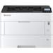 The photo shows a sleek Kyocera Laser Printer, specifically the ECOSYS P4140dn model. It has a high resolution of 1200 x 1200 DPI and is designed for A3 printing. The printer is a professional-looking mono laser printer that would fit well in any office setting.